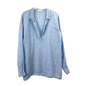 CP Shades 100% linen shirt top‎ Sz S blue boho lagenlook